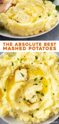 This is the best homemade mashed potatoes recipe! Using yukon gold potatoes, butter, milk, sour cream, and seasonings, you end up with a creamy, flavorful, easy side dish for any weeknight dinner!