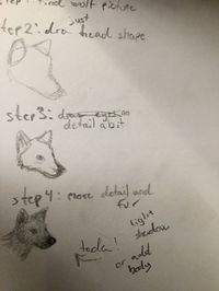 Bad writing and quick sketch. Tutorial on wolf. (it's horrible)