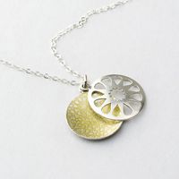 Geometric panel pendant - hand cut and etched sterling silver with a sealed gold pigment.