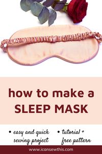 Learn to make your own beautiful and comfortable satin eye mask with this tutorial and free PDF pattern. The eye mask is an easy and quick sewing project that you can whip up in less than 30 minutes, even if you’re an absolute beginner.