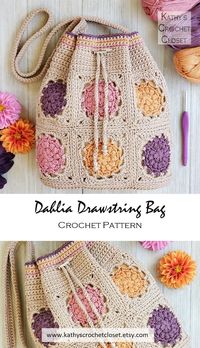 Crochet Bag PATTERN Dahlia Drawstring Bag DIY Crochet Bag Crochet Shoulder Bag Pattern Granny Square Bag Pattern - Etsy UK