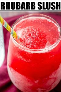 A refreshing summertime treat this Rhubarb Slush is an oldie but goodie that is seriously addicting and full of massive flavor! #rhubarb #drink #summertime #strawberry #lemonade #tasty #recipe