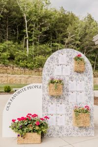 Arched Seating Chart, Blue floral, Flower baskets