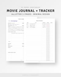 Film Movie Log, Entertainment Log, Digital Download, Cinema Review-Journal, TV Series Tracker Inserts for Minimalist, Movie watch List  [💡MonthlyJoy's Checkpoint!] 𝑴𝒐𝒗𝒊𝒆 𝑻𝒓𝒂𝒄𝒌𝒆𝒓 𝒂𝒏𝒅 𝑴𝒐𝒗𝒊𝒆 𝑱𝒐𝒖𝒓𝒏𝒂𝒍 𝑨4/𝑳𝒆𝒕𝒕𝒆𝒓 𝑷𝒍𝒂𝒏𝒏𝒆𝒓 𝑰𝒏𝒔𝒆𝒓𝒕𝒔 𝑷𝒓𝒊𝒏𝒕𝒂𝒃𝒍𝒆.  01. Movie Journal · 2 Blocks in 1 page · Title, Rating | Director, Genre, Cast, Release Date, Runtime, Review, Favorite Scenes & Quotes  02. Movie Tracker · Table format · Date, Title, Director, Rating, Notes  [📏SIZES] · A4 (8.27 x 11.69 inches) · US Letter (8.5 x 11 inches)