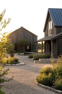 Modern double barn house consisting of two buildings and a roof covered area in the middle. Check out all of these amazing converted barn homes for maximum charm and modern comfort.