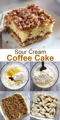 This Sour Cream Coffee Cake is a tender crumb cake with cinnamon pecan topping. | tastesbetterfromscratchcom.bigscoots-staging.com via @betrfromscratch