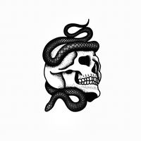 STANLEY DUKE tattoo illustration blackwork black skull snake dotwork linework linetattoo stippling tattooer art artist