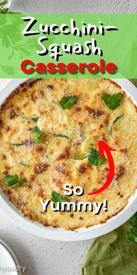 This cheesy Baked Zucchini Squash Casserole is a deliciously creamy and easy side dish to use up summer produce.