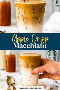 Skip the lines at Starbucks and whip up this apple crisp macchiato in the comfort of your own home. Made with apple syrup and flavors of cinnamon, this iced coffee drink is perfect for the fall.