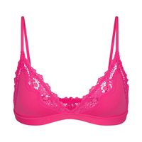 Skims Fits Everybody Lace Triangle Bralette *New With Tags* Description: Triangle Neckline, Adjustable Straps, Pullover Style (No Hook And Eye), Lace Trim Along Neckline And Underarm Color: Neon Rose Fabric: 76% Polyamide / 24% Elastane Fit: Model Is Size 12 And 5’ 11", Wearing Skims L