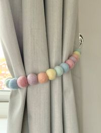 Pastel Rainbow Felt Ball Tie Back / Pastel Pom Pom Tie Back / - Etsy