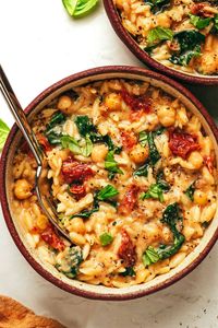 lemony spiced orzo and chickpeas