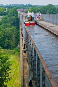 Pontcysyllte Aqueduct, nr Wrexham in Wales. One of the major engineering triumphs of Thomas Telford's remarkable career, The Pontcyslite Aquaduct carries the Shropshire Union Canal across the River Dee. The aquaduct is 127 feet above the valley floor