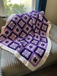 Purple Mosaic Granny Square - Edie Eckman #27 Border