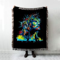 Jesus Wearing Crown Of Thorns Woven Blanket Prints - Jesus Christ Woven Blanket Art - Christian Boho Blanket is more than just a craft, it's an art form and this blanket will make your favorite project pop with its high-quality design. It has a durable thread that even stitches together tightly for durability - the perfect gift idea! This blanket is the perfect match for the sofa, couch or in the car. You can use it when relaxing, watching TV or when going on a picnic because it is light and pac