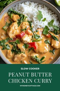 Indulge in the rich and creamy flavors of Slow Cooker Peanut Butter Chicken Curry! 🥜🍛 Tender chicken slow-cooked in a luscious peanut butter sauce with aromatic spices, coconut milk, and a hint of sweetness. This unique and easy recipe brings a delightful twist to your dinner table, perfect for busy weeknights or a cozy weekend meal. Serve with jasmine rice or warm naan for a comforting and delicious experience. #SlowCooker #PeanutButterChickenCurry #UniqueFlavors #EasyDinners #ComfortFood #SlowCookerChickenCurryRecipes