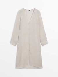 100% linen maxi oversize blouse - Massimo Dutti