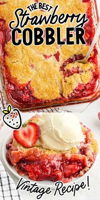 This incredible-tasting strawberry cobbler is a classic Southern dessert made with fresh strawberries and a sweet topping.