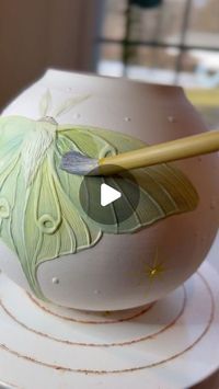 152 likes, 5 comments - littlegardenpottery on January 28, 2023: "Painting a Luna moth with underglazes :) So fun to add color to this bright white porcelain! 🌙..."