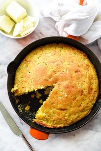 Skillet Cheddar and Jalapeño Cornbread - foodiecrush