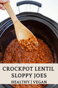 The same homemade flavor of regular Sloppy Joes, but with healthy lentils instead of meat. A delicious vegan family dinner! #lentils #sloppyjoes #slowcooker #crockpot