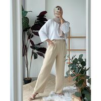 Faye straight cut pants Available in 4 colours: Black Coffee brown Nude beige White Free size: Fits S to L Material: Matte silky finished crepe Measurements Length: 39.5” Hips: 44”-45” Waist: 25”-36” Thigh: 25” - Buy Faye Straight cut Pants with Pockets