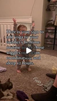 Alice Bloomfield | Baby Sleep Consultant on Instagram: "Our family has done this for years now with the same book lol (the name of the book is at the end of the caption). This video is actually 3 years old! ❤️

We’ve just started doing it as a family with both of my girls and have seen such good benefits!! ⤵️

👆Firstly, it’s just so cute and such a fun little activity to do before bed. It’s a nice mix between calming and fun! 🥰

The girls are so proud when they finally master a pose, so it’s really built their confidence 📈

It’s also helped them get a long a little better as sisters 👭

And we almost always find that they sleep better if we have a little wiggle/dance/yoga/stretch before bed 😴

The book is “Goodnight Yoga” by Mariam Gates

I got mine from Once Upon a Child For 50 cents 