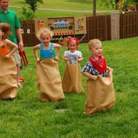 We already have the gunny sacks. Put on some bandannas and ye got yerself a cowboy gunny sack race!