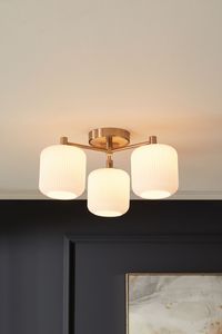 Buy Brass Ryker 3 Light Flush Ceiling Light Fitting