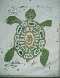 Sea Turtle wisdom.Hand printed in green, the shell is hand colored to make a one of a kind print.  This print is matted in cream ready to go into an 8 x 10 frame.  Makes a great gift for those turtle lovers out there. Ships flat priority mail envelope. Thanks for visiting my Etsy gallery!