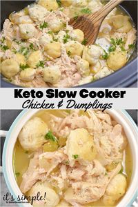 Slow Cooker Chicken and Dumplings, EASY Keto Recipe