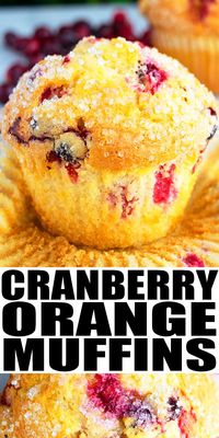 ORANGE CRANBERRY MUFFINS RECIPE- Easy muffins, homemade with simple ingredients in 30 minutes. Soft and fluffy! Full of fresh or frozen cranberries, orange zest and a topping of sparkling sugar. From CakeWhiz.com