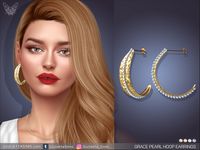 The Sims Resource - Grace Pearl Hoop Earrings