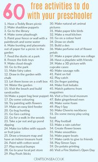 60 Free Activities to do with your Preschooler