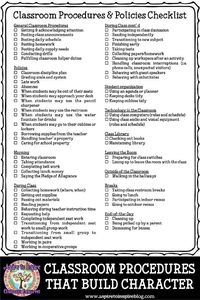 Free checklist and tips for developing classroom procedures that build character in students