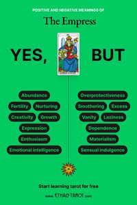 The Empress represents fertility, abundance, and nurturing energy. She encourages creativity, growth, and sensual pleasure, reminding us to care for ourselves and others while embracing the beauty of the natural world.