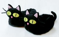 Kuroneko Slippers, Trigun Kuroneko Black Cat Slippers | Novelty Slippers | BunnySlippers.com