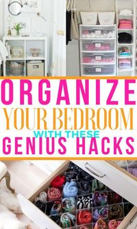 These organizing hacks are THE BEST! I am so happy I found these GREAT organizing ideas and tips! Now I have great ways to organize my home on a budget. So pinning!#organize #clean #diy #bedroom