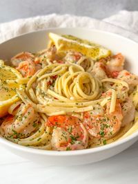 Creamy Lemon Shrimp Pasta in a Wine and Butter Sauce