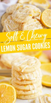 Soft and Chewy Lemon Sugar Cookies! The BEST Lemon Cookies from Scratch with Lemon Glaze! These Chewy Lemon Cookies are PERFECT for Spring and Summer! #lemonpeony #lemonrecipes #lemoncookies #lemonglaze #softlemoncookies