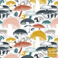 By Heather Dutton | © Hang Tight Studio #fabric #wallpaper #removablewallpaper #homedecor #mushrooms #illustration #heatherdutton #spoonflower