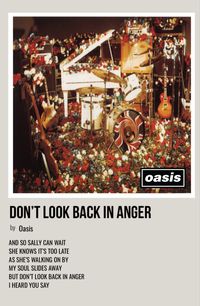 minimal polaroid song poster for dont look back in anger by oasis