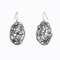 Oval Spun Oxidized Silver Wire Earrings