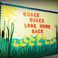 back to school bulletin board. it would be cute to set up a small water table with a rubber duck for each child.♥