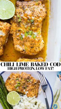 Zesty, flavorful chili lime baked cod marinated in a quick and simple marinade. This easy baked cod recipe results in perfectly tender and flaky fish that it ultra mouth-watering and healthful. #keto #fish #cod #healthy #dinner