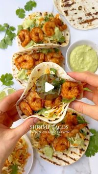 Mediterranean Diet Plan 🇺🇸 on Instagram: "these air fryer SHRIMP TACOS are the ultimate fresh, quick, healthy weeknight meal! 🍤🌮shrimp (prawns) are tossed in a smoky dry rub served in warm tortillas with a simple cabbage slaw and delicious AVOCADO CREMA 🥑 Cre by @goodnessavenue here’s what you’ll need: 1lb/ 450g raw shrimp (prawns) paprika, coriander + garlic olive oil shredded green cabbage  grated carrot fresh coriander (cilantro) flour tortillas  avocado crema: plain greek yoghurt 1 small ripe avocado fresh lime juice salt + pepper  Follow @mediterranean.diet.plan to get more daily recipes =================================  #weightloss #healthyfood #delicious  #healthyeating #diet #eatclean #nutritiousgetment #glutenfree #healthy #mealprepping #healthymealprep #cookbook #lunch #din