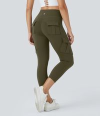 High Waisted Cargo Pocket Capri Yoga Leggings