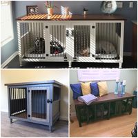 Our dog kennels are custom handcrafted solid hardwood furniture. Your best friend gets a comfortable and cozy room, you get a new functional piece of furniture to enjoy for many years to come. If our standard sizes do not fit your needs or if you have a custom request in mind, message us. We are happy to help! Each kennel is custom built made-to-order by the two of us.