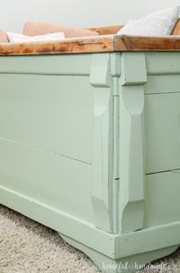 On a recent trip to the thrift store, I came across this old cedar chest. It had lots of damage to the decorative feet. But the main body was in good condition. And the giant cedar chest was perfect for storage. So I grabbed it up to upcycle the chest into the perfect coffee table for our living room.#upcycle #furniture #paintedfurniture #restoringfurniture #chalkpaint