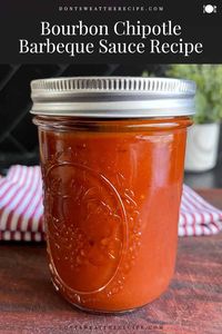 This Bourbon Chipotle Barbecue Sauce is amazing. Super easy, super delicious. Sticky sweet with the punch of bourbon and chipotle. Perfect for bbq chicken!